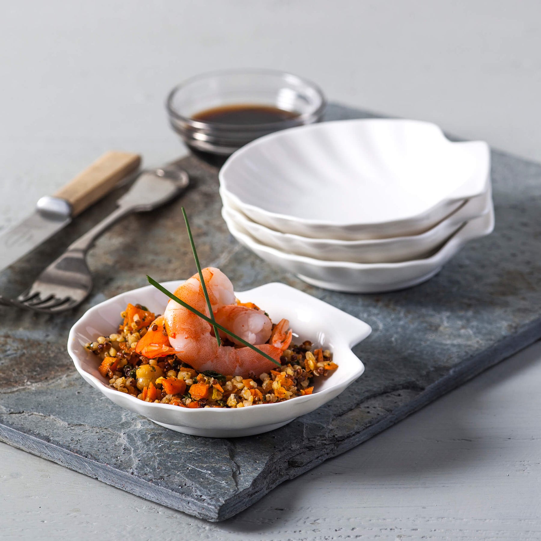 Porcelain Shell Dishes, Set of 4, Available in 3 Sizes