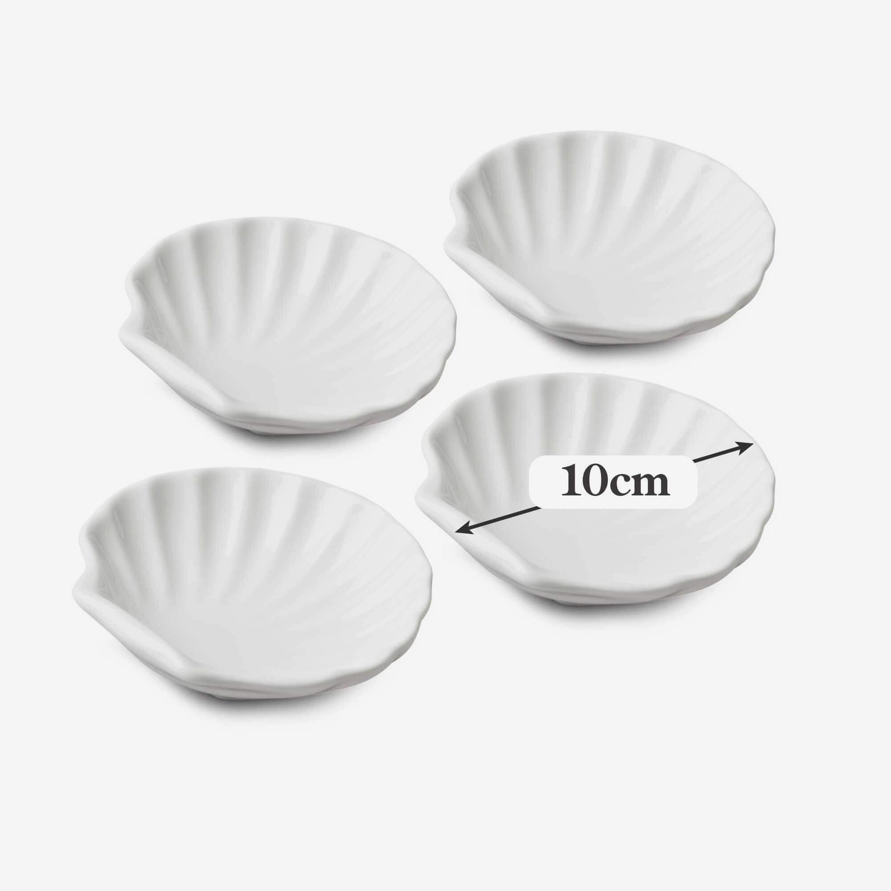 Porcelain Shell Dishes, Set of 4, Available in 3 Sizes