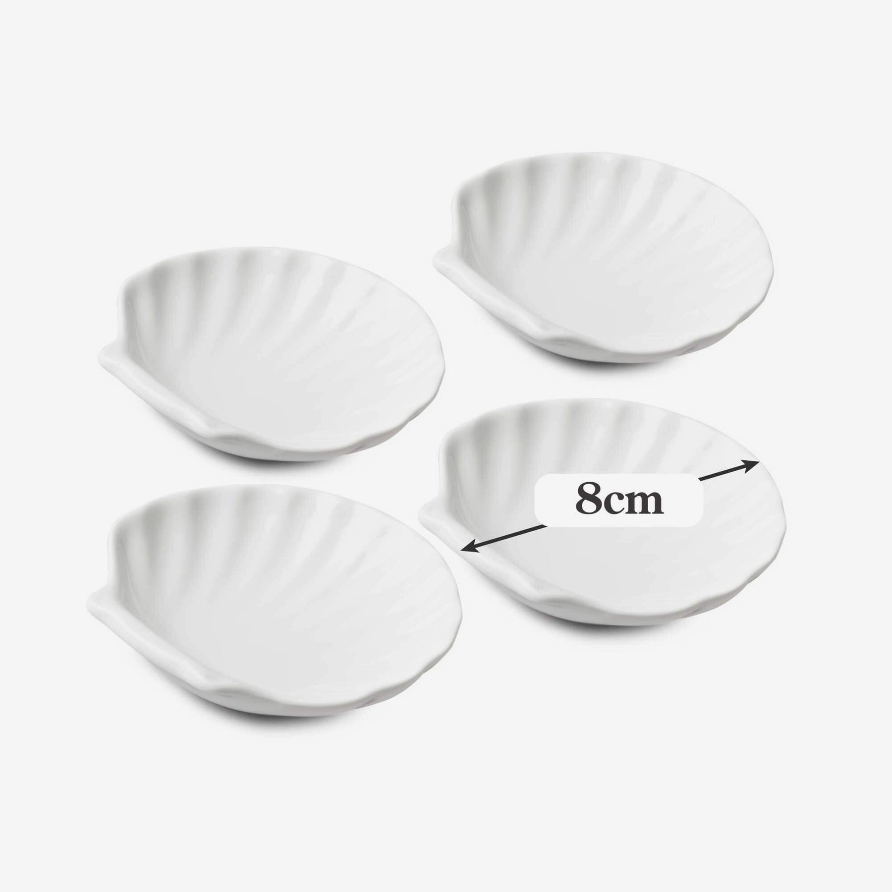 Porcelain Shell Dishes, Set of 4, Available in 3 Sizes
