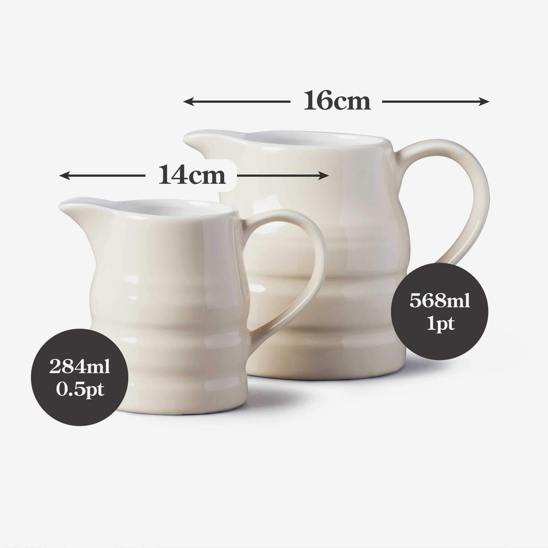 Porcelain Traditional Churn Jug, Set of 2