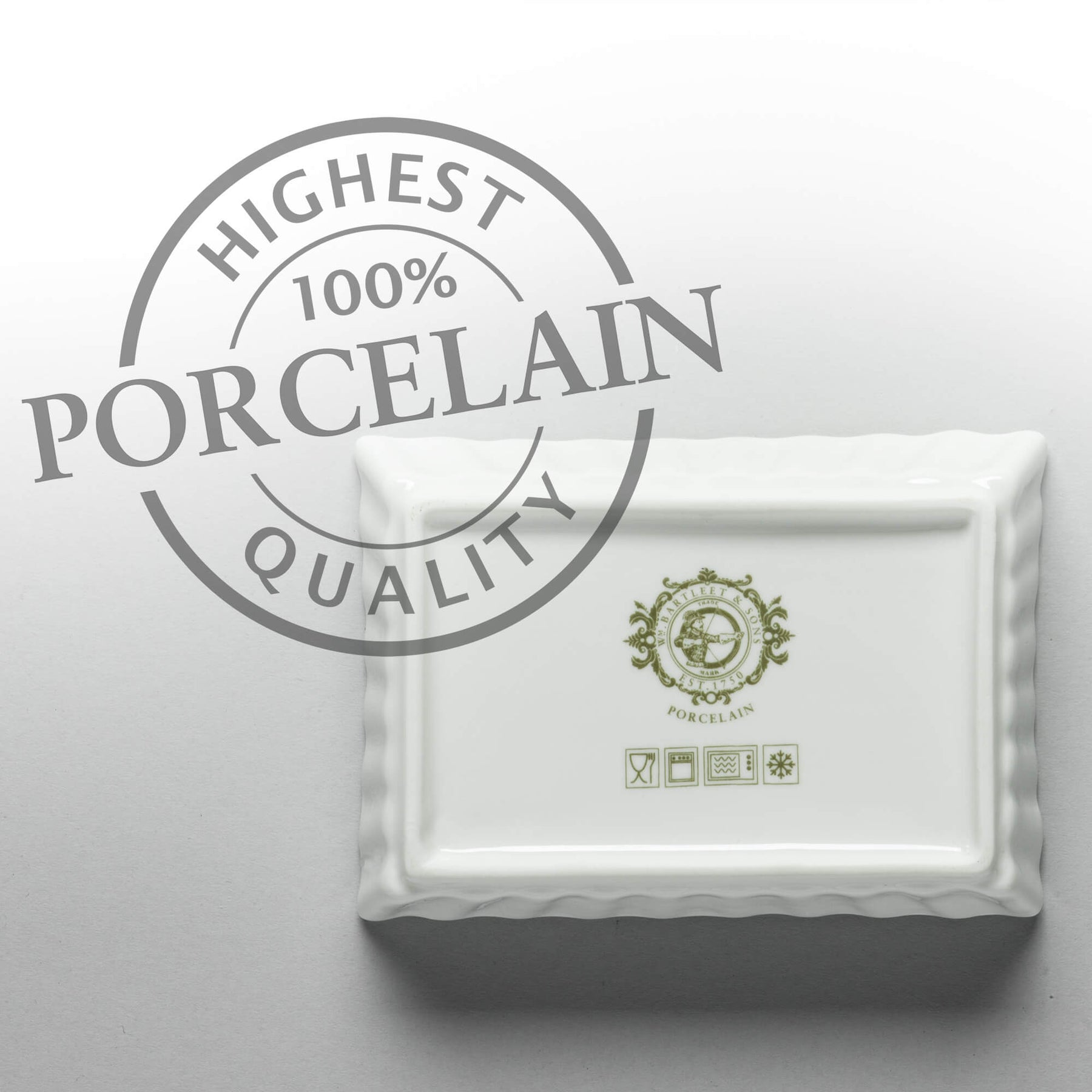 Porcelain Rectangular Flan Dish, Set of 2