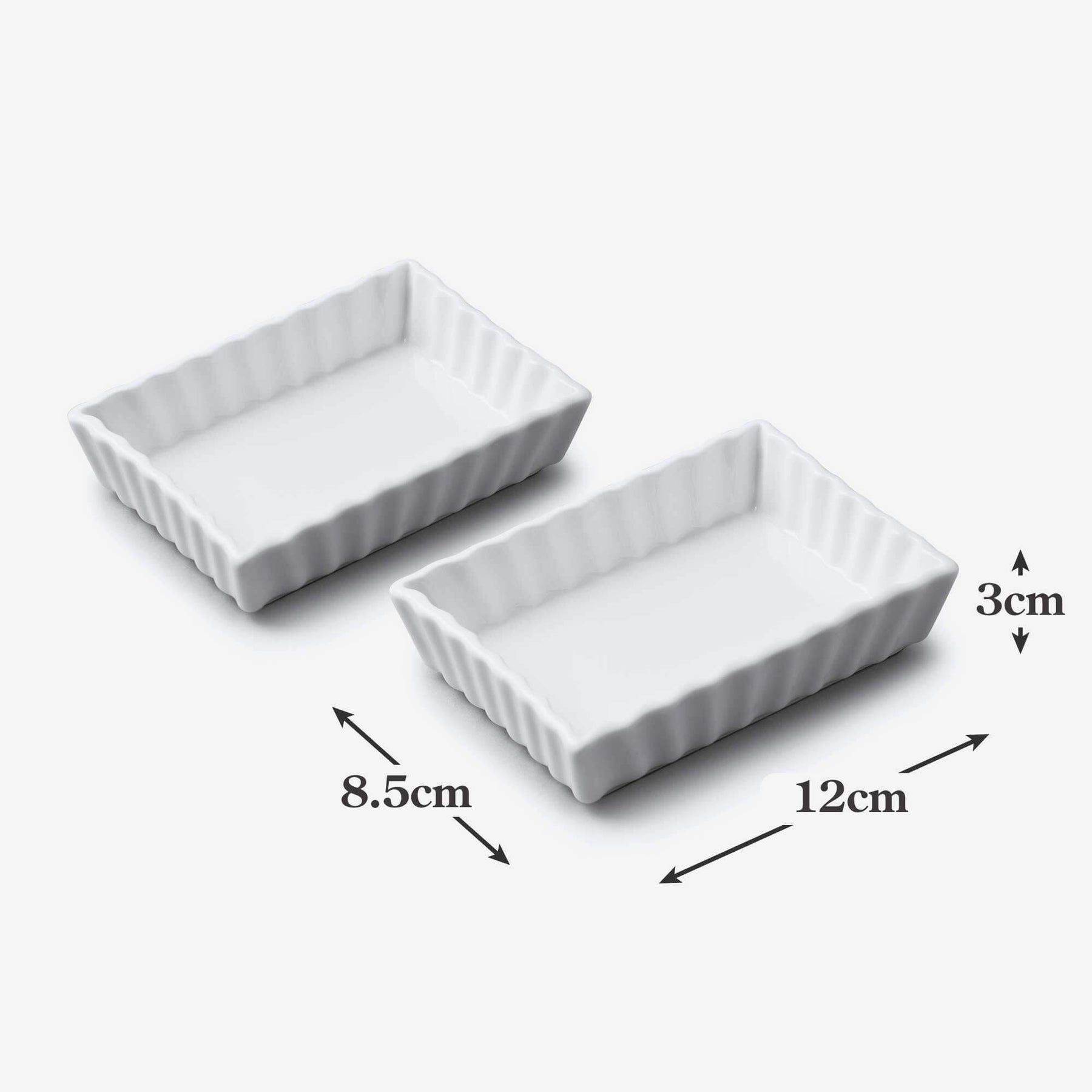 Porcelain Rectangular Flan Dish, Set of 2