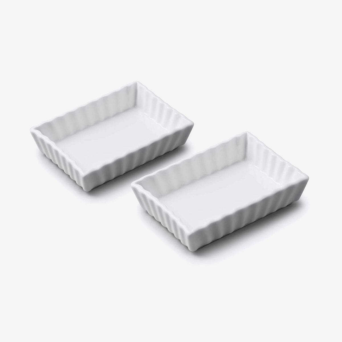 Porcelain Rectangular Flan Dish, Set of 2
