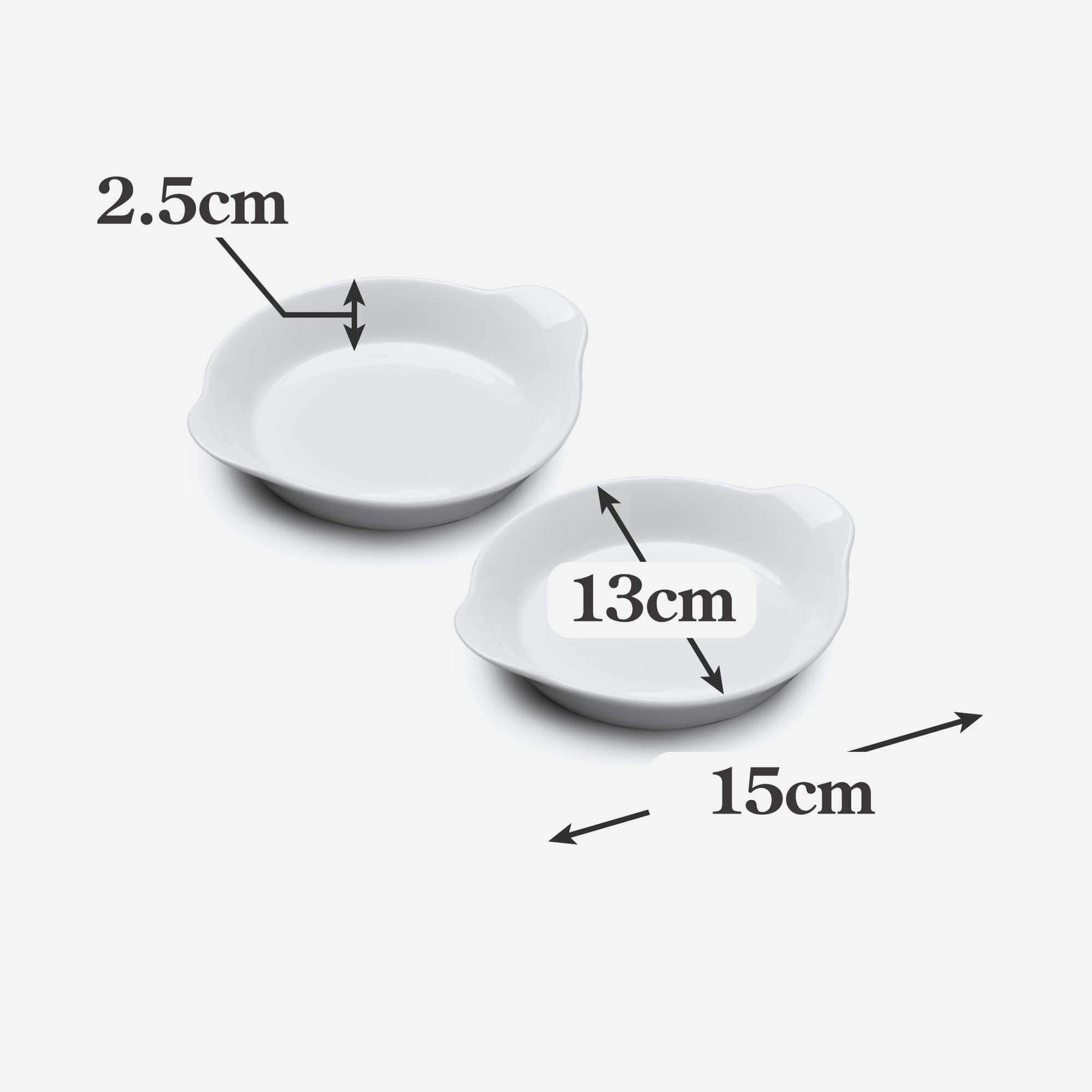 Porcelain Round Gratin Dish, Set of 2, Available in 3 Sizes