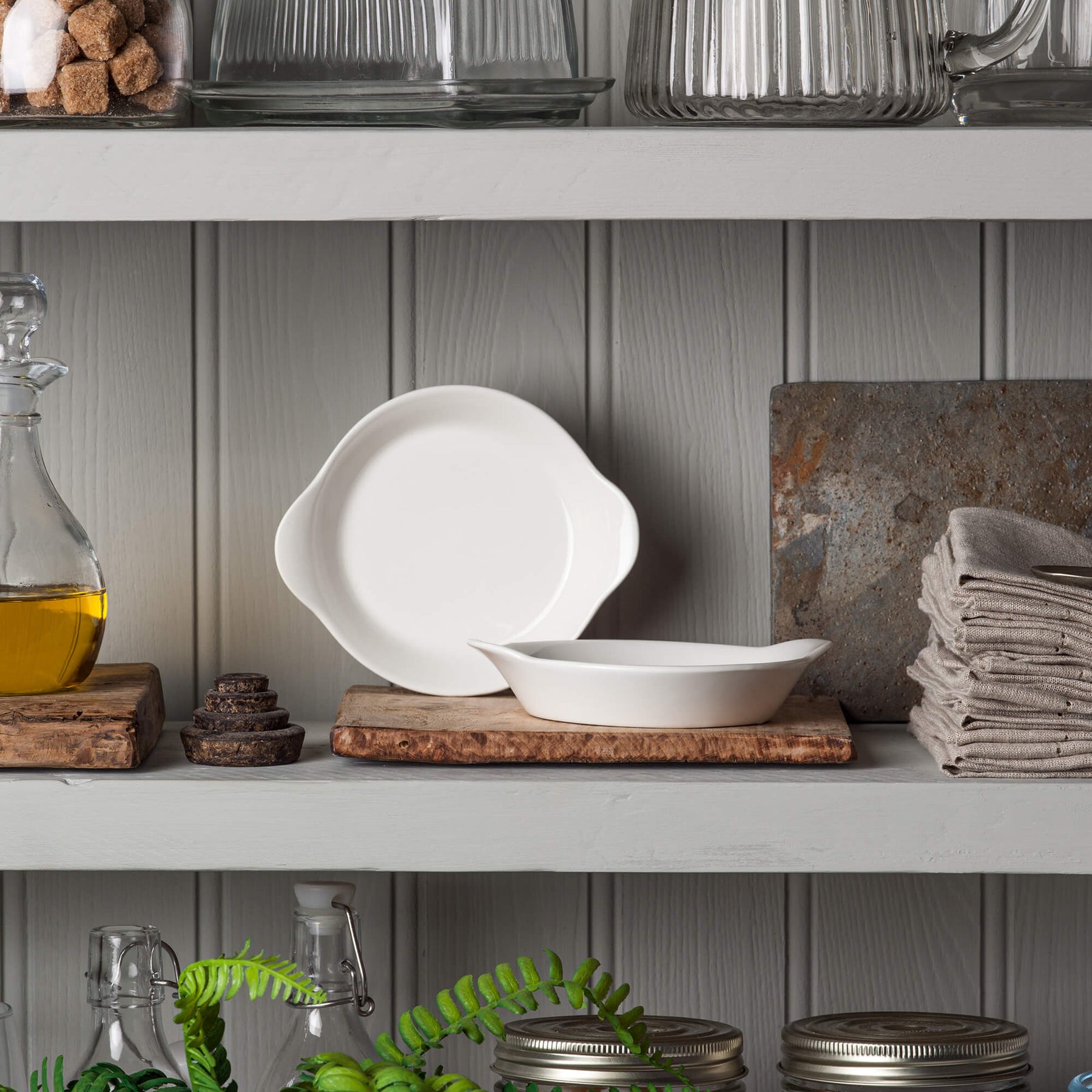 Porcelain Round Gratin Dish, Set of 2, Available in 3 Sizes