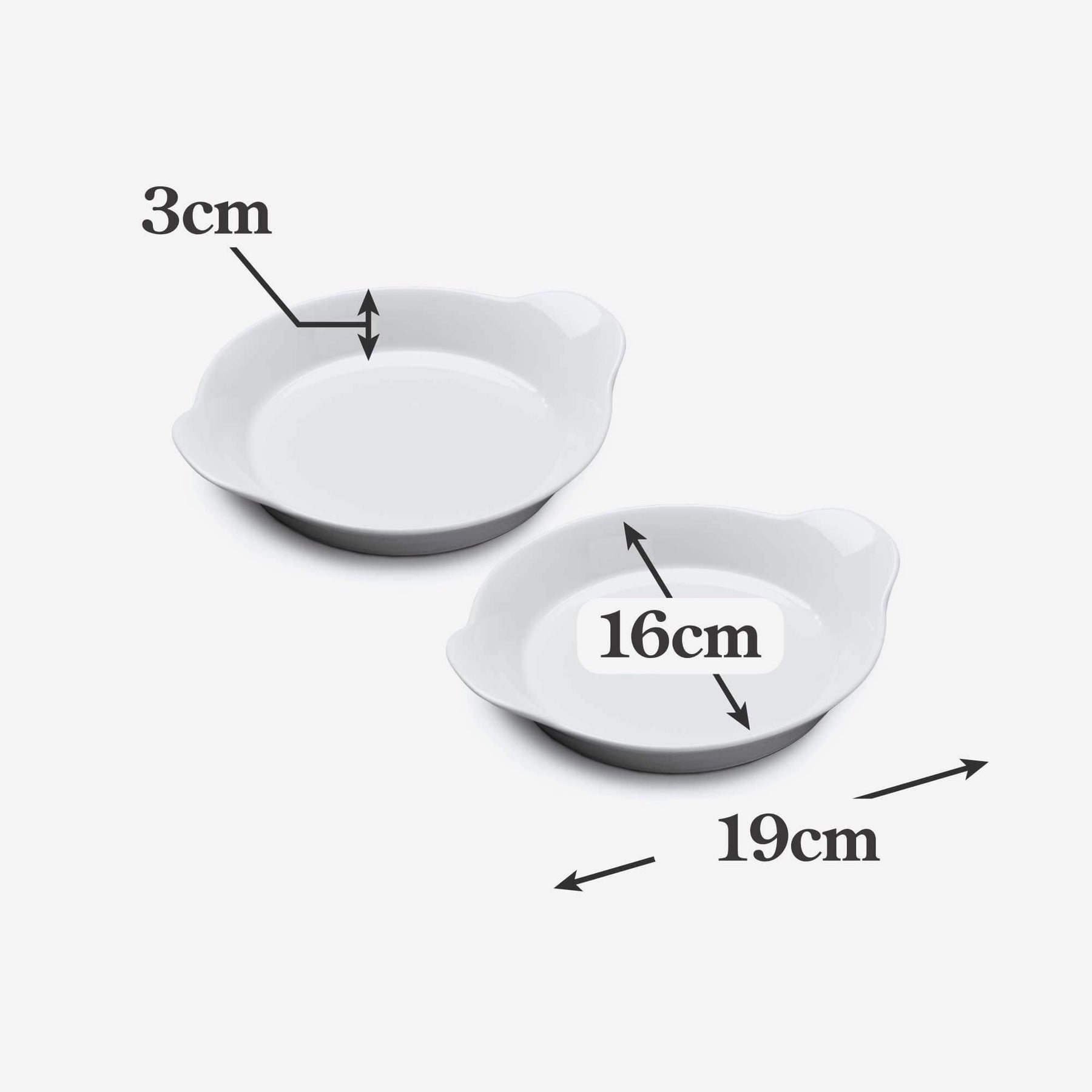 Porcelain Round Gratin Dish, Set of 2, Available in 3 Sizes
