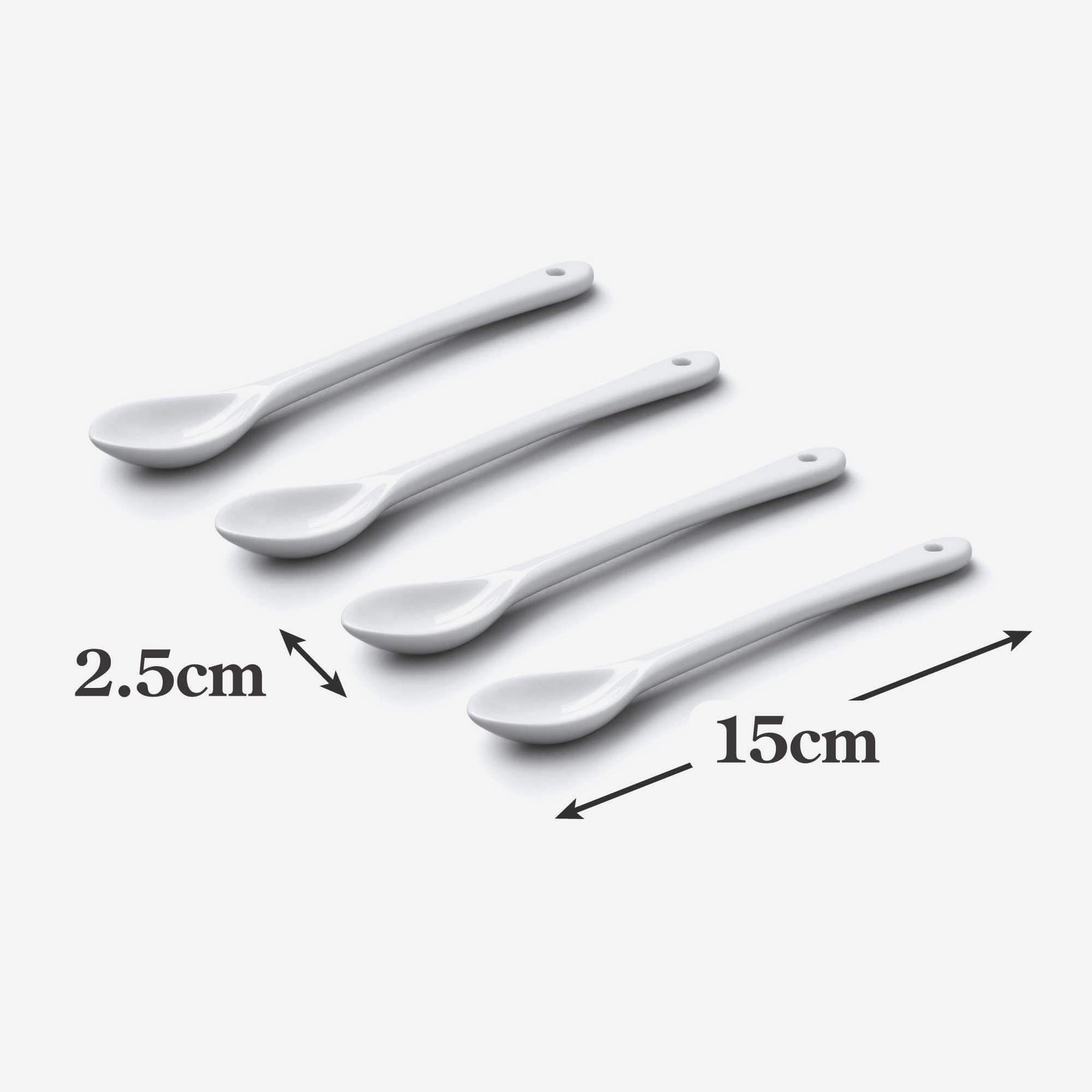 Porcelain Long Condiment Spoon (15cm), Set of 4