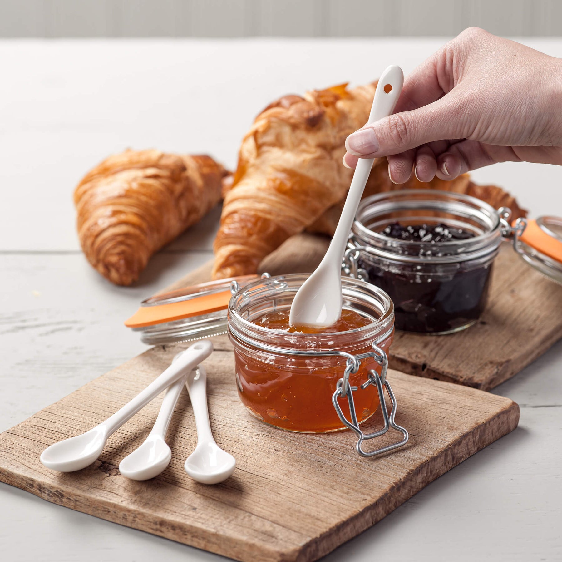 Porcelain Long Condiment Spoon (15cm), Set of 4