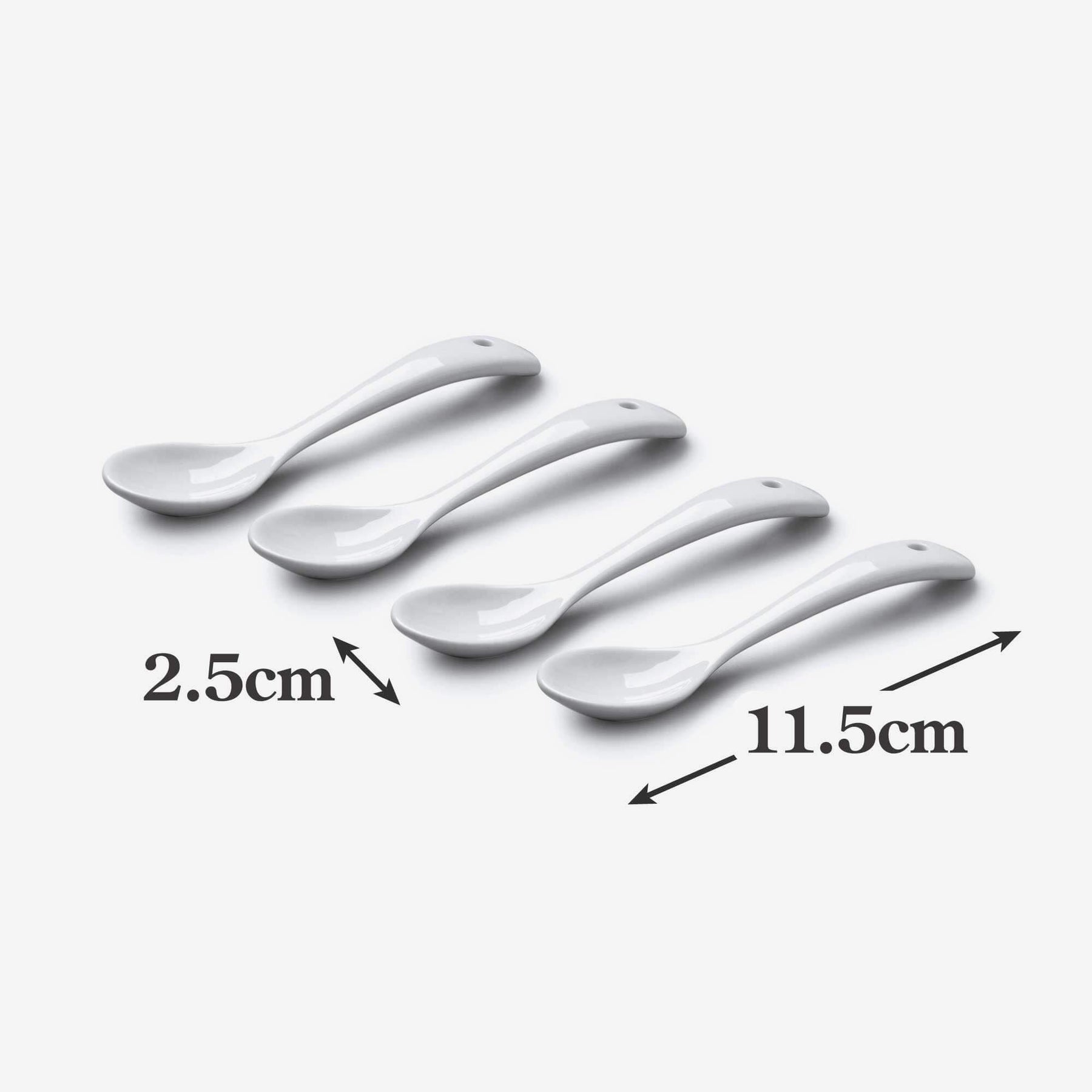 Porcelain Sugar/Jam Condiment Spoon (10cm), Set of 4