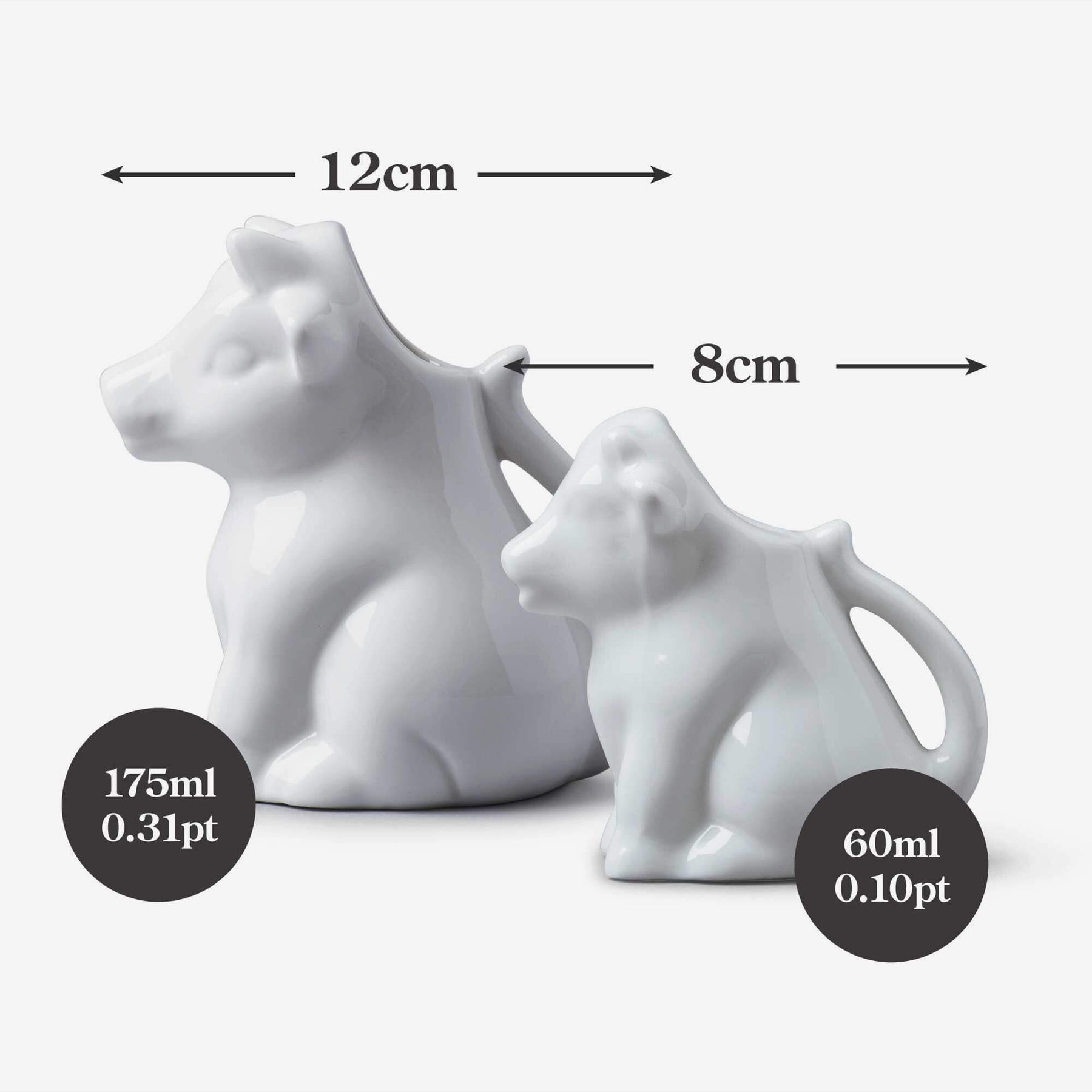 Porcelain Cow Milk Creamer Jug, Set of 2