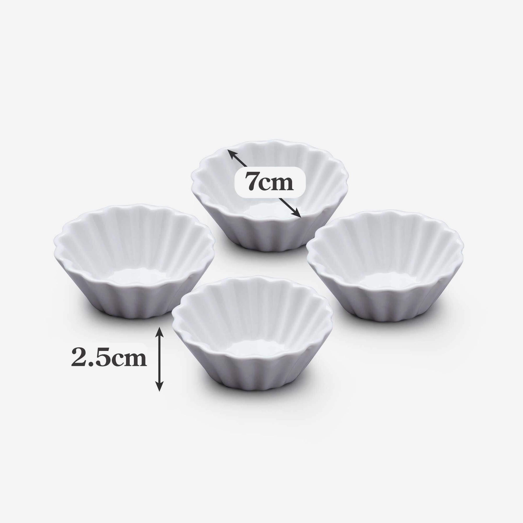 Porcelain Mini Crinkle Shaped Dish, Set of 4
