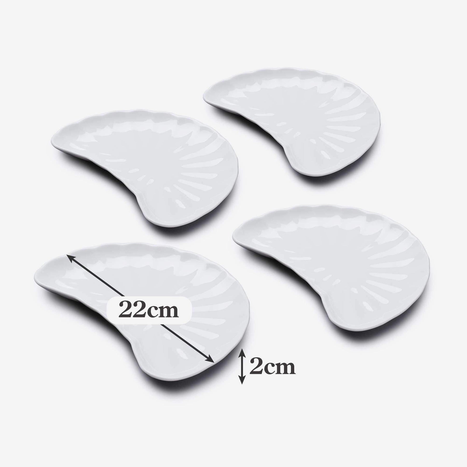 Porcelain Crescent Shaped Dish, Set of 4