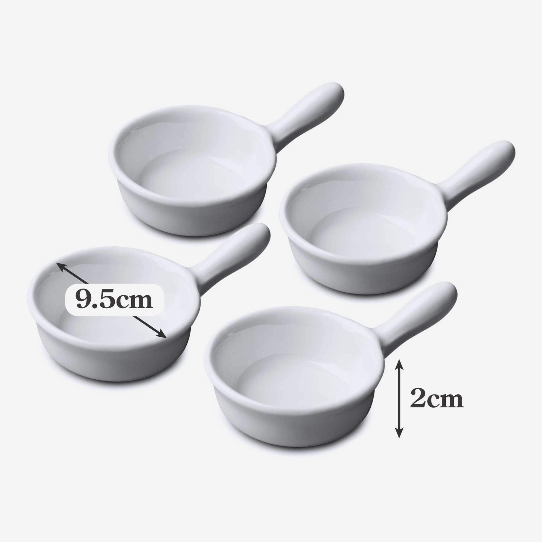 Porcelain Mini Serving Dish with Handle, Set of 4