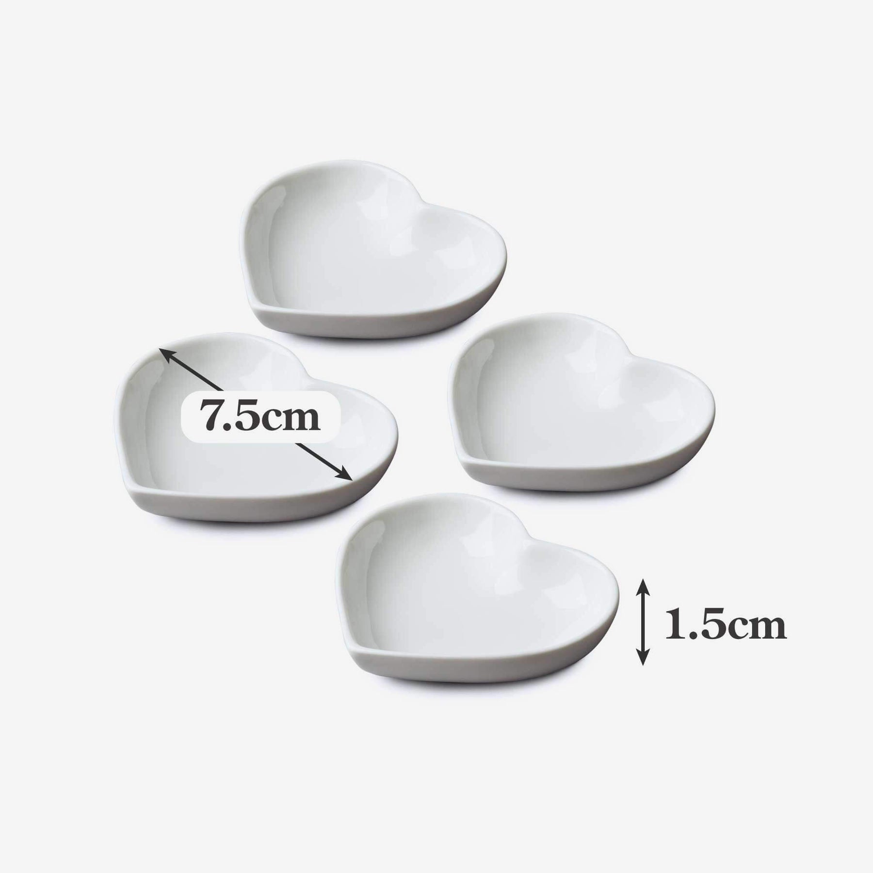 Porcelain Mini Heart Shaped Dish, Set of 4