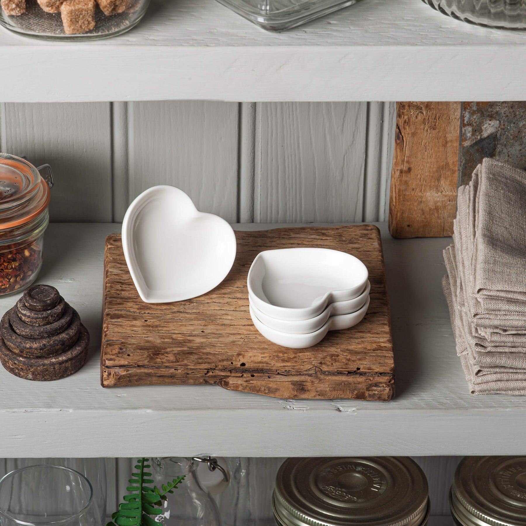 Porcelain Mini Heart Shaped Dish, Set of 4