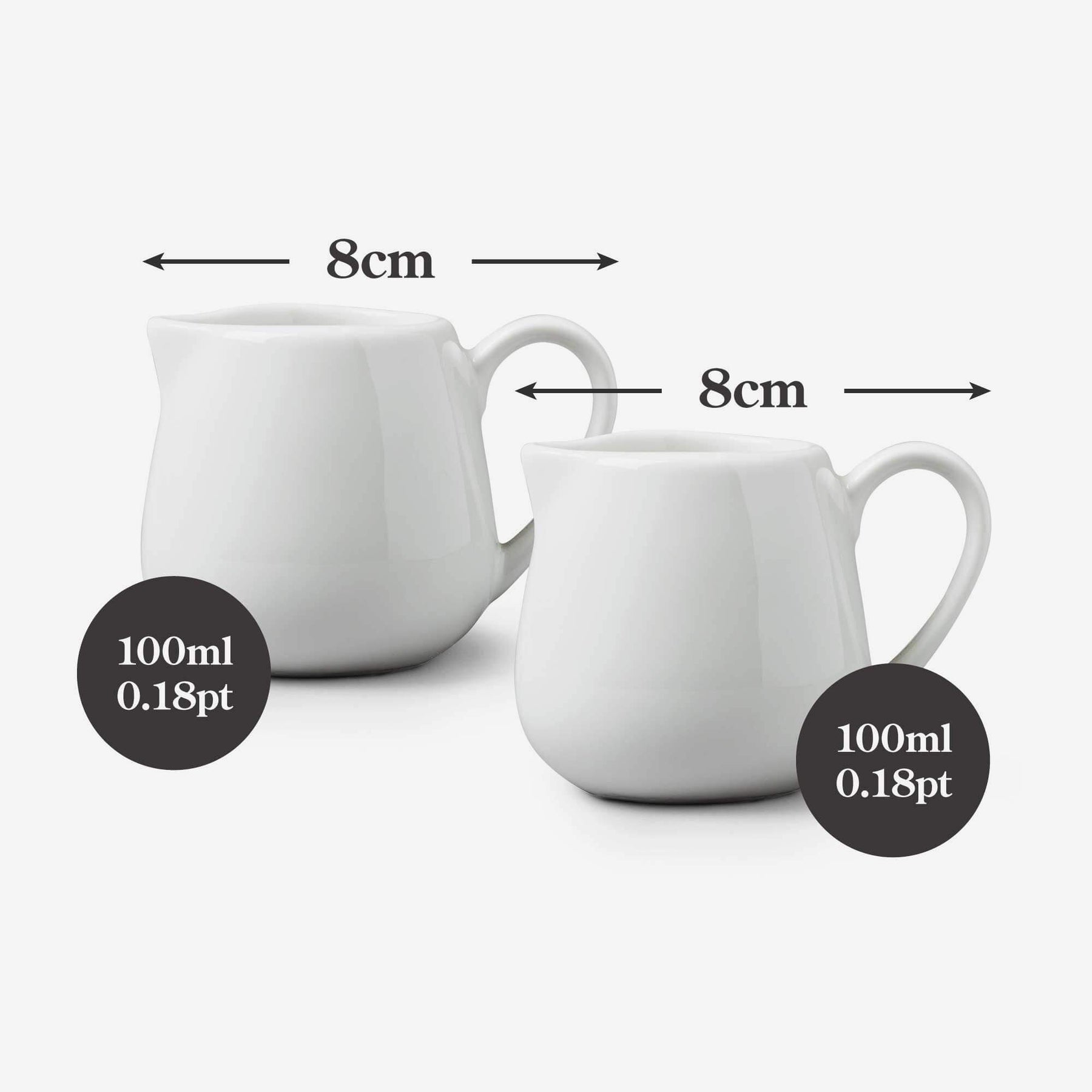 Porcelain Bellied Creamer Jug (80ml), Set of 2
