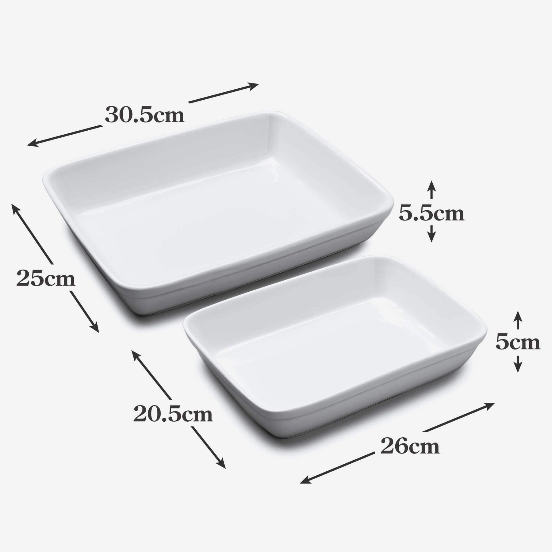 Porcelain Traditional Lasagne Dishes, Set of 2