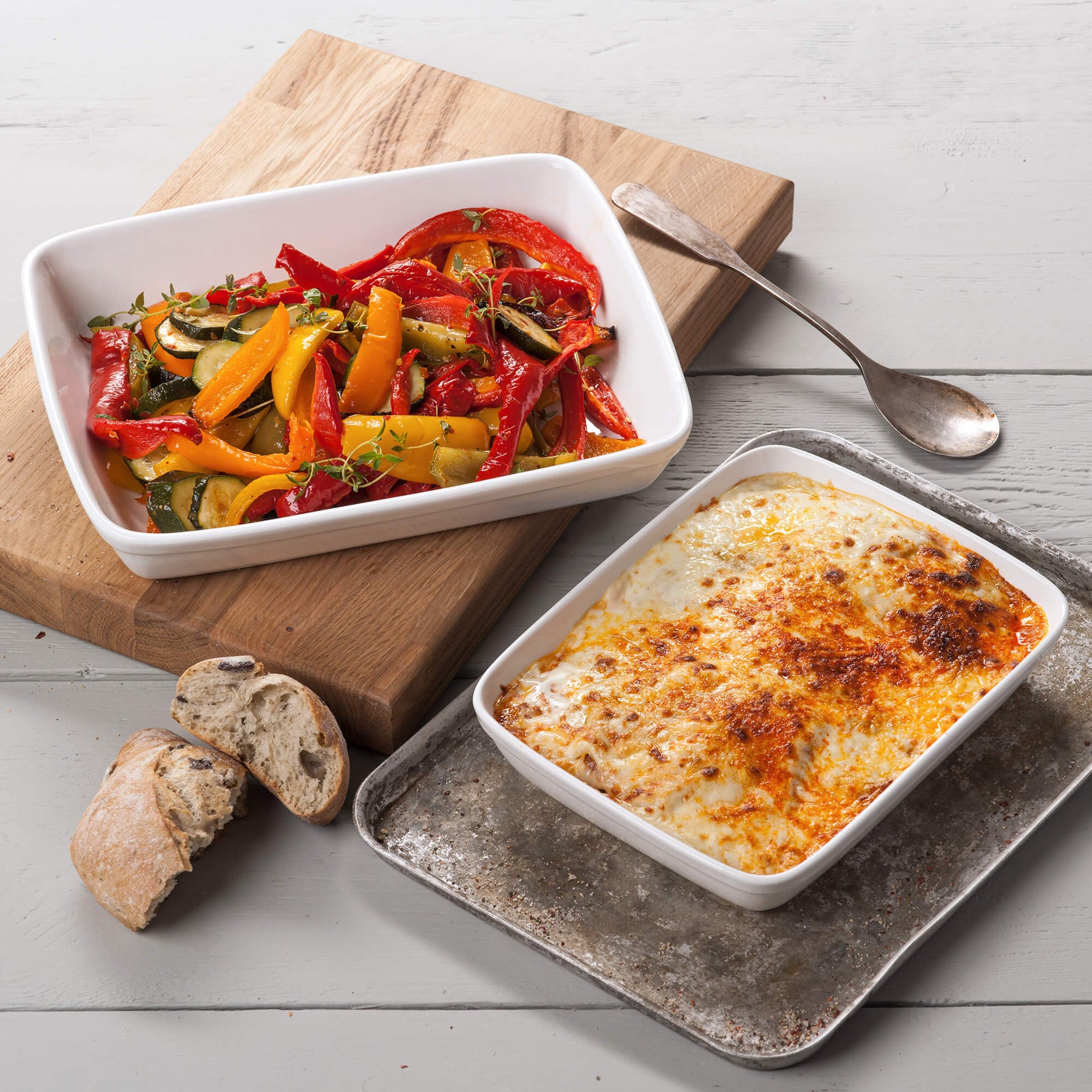 Porcelain Traditional Lasagne Dishes, Set of 2