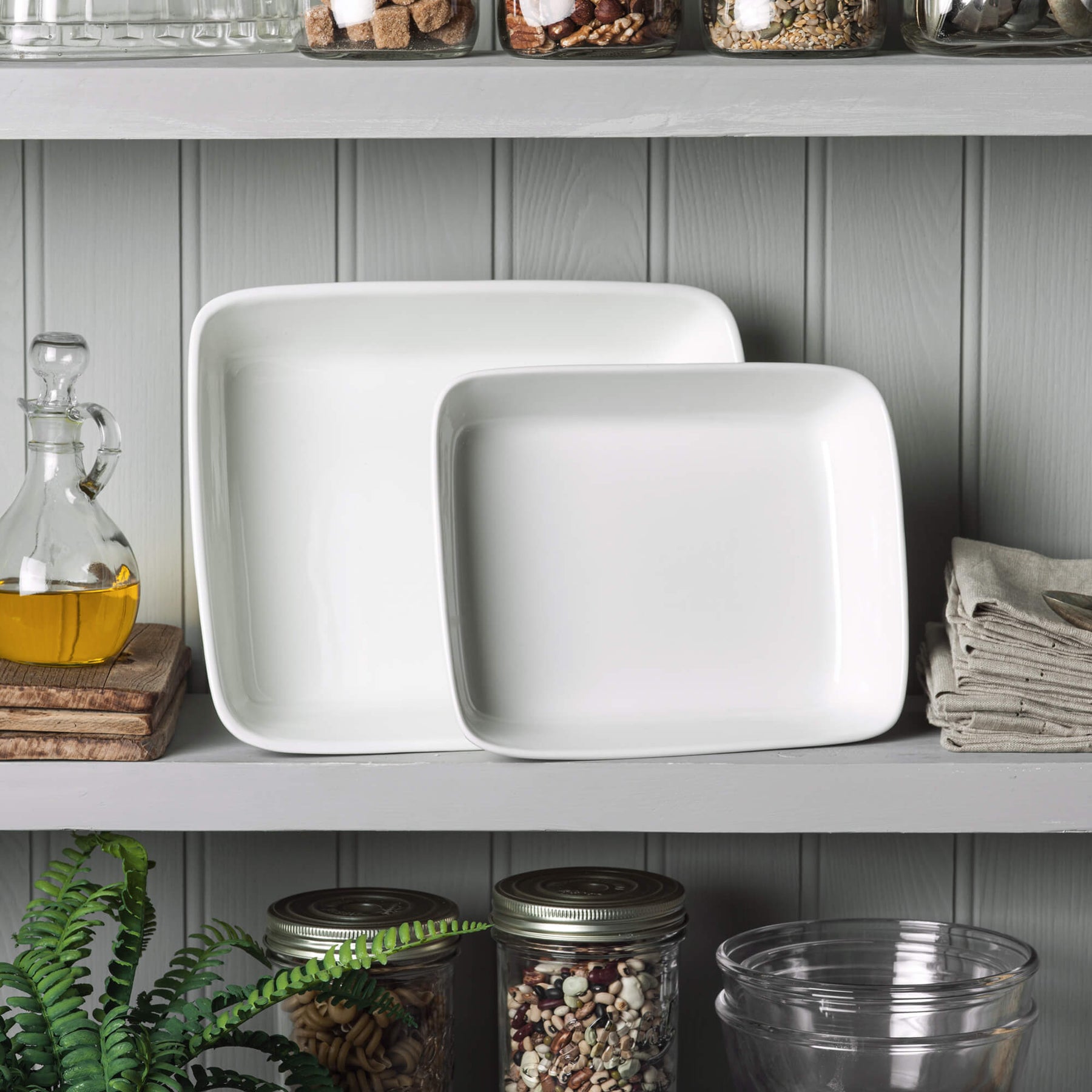 Porcelain Traditional Lasagne Dishes, Set of 2