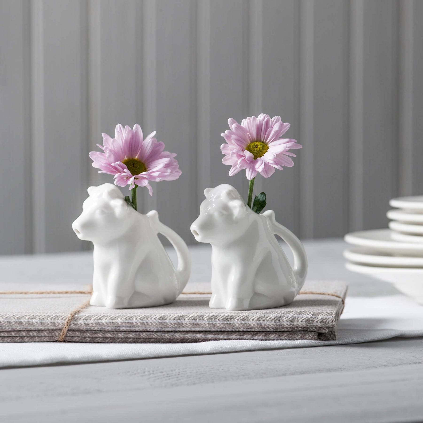 Porcelain Cow Milk Creamer Jug, Set of 2
