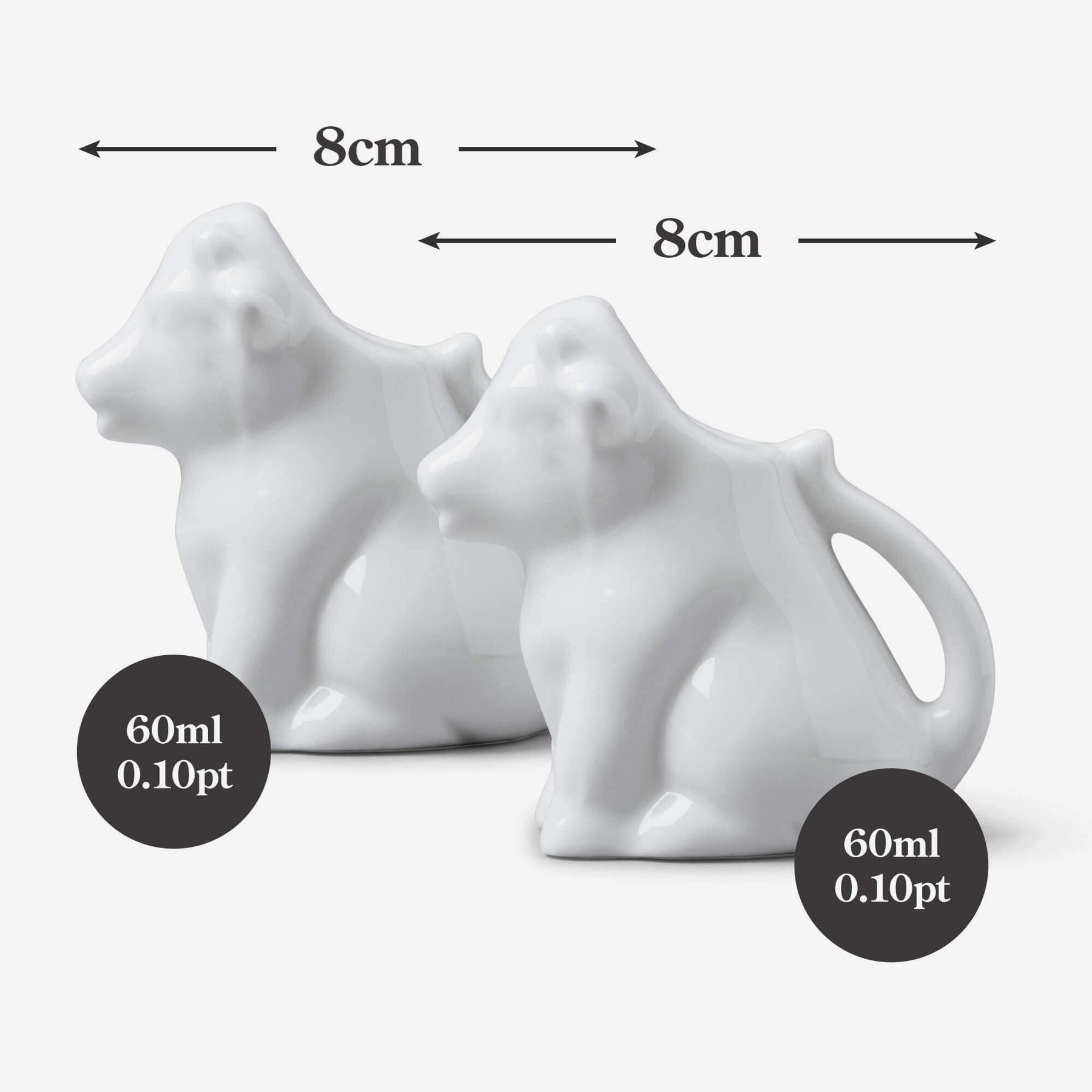 Porcelain Cow Milk Creamer Jug, Set of 2