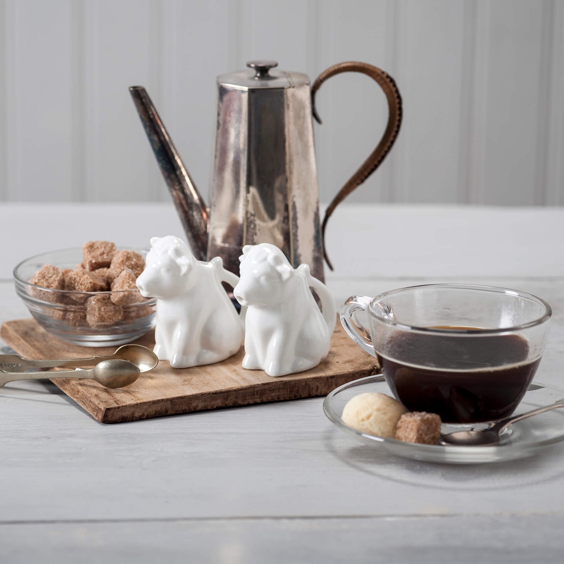 Porcelain Cow Milk Creamer Jug, Set of 2