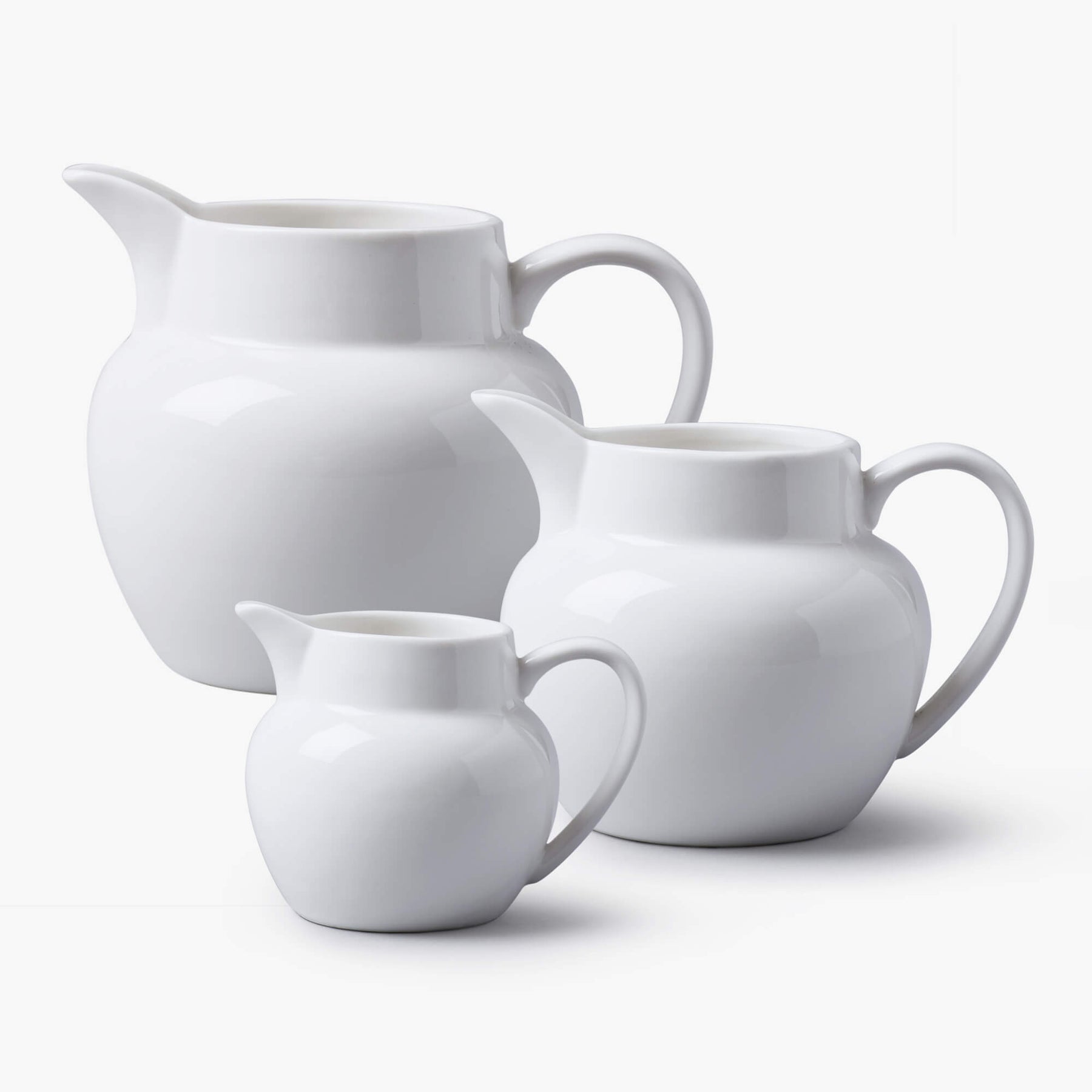 Porcelain Round Bellied Jug, Set of 3