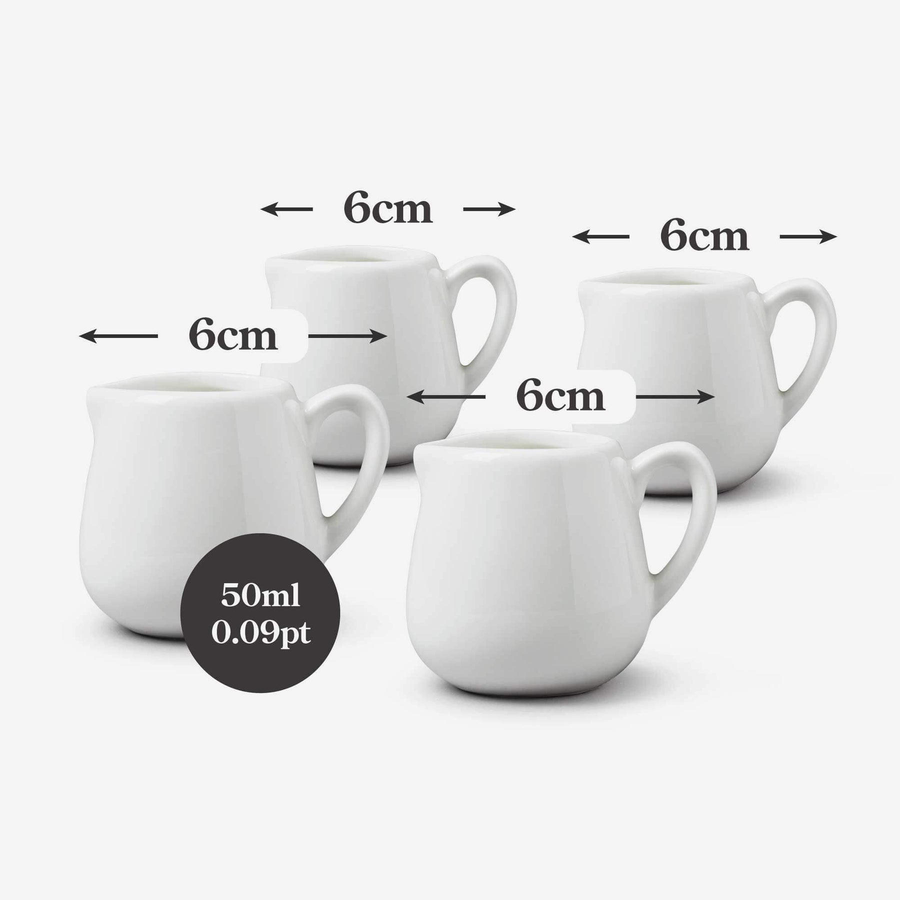 Porcelain Bellied Creamer Jug (30ml), Set of 4