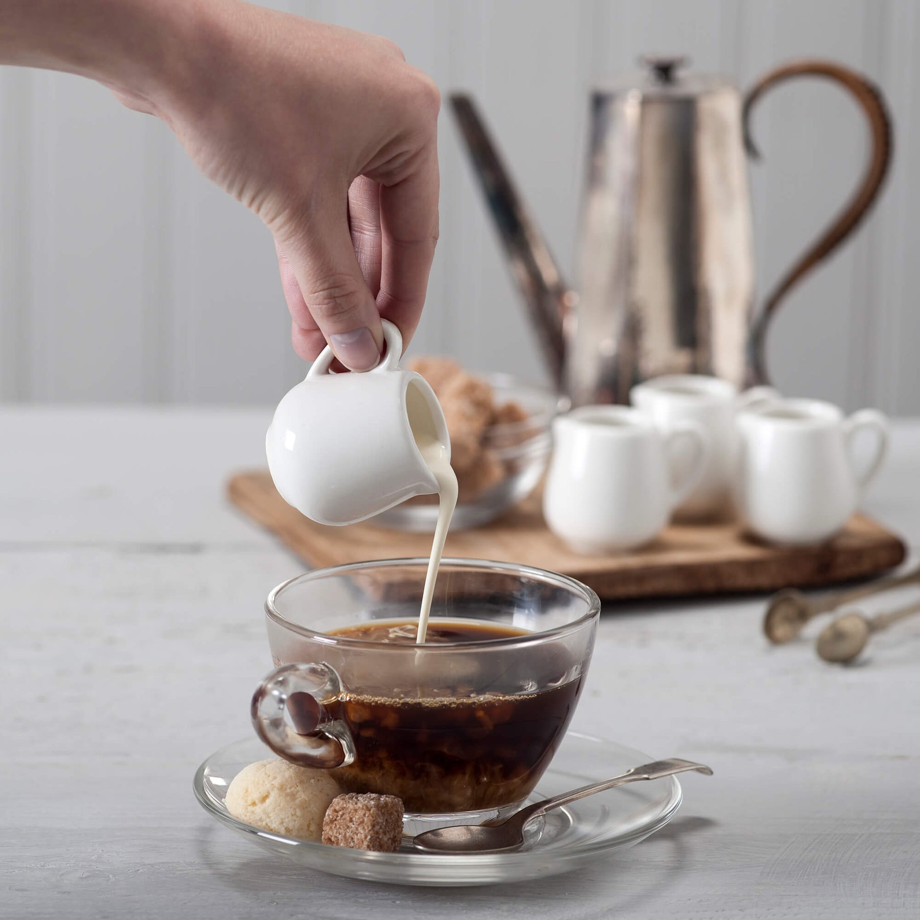 Porcelain Bellied Creamer Jug (30ml), Set of 4
