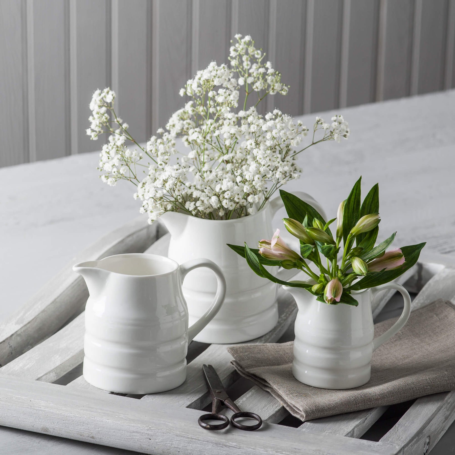 Porcelain Traditional Churn Jug, Set of 3