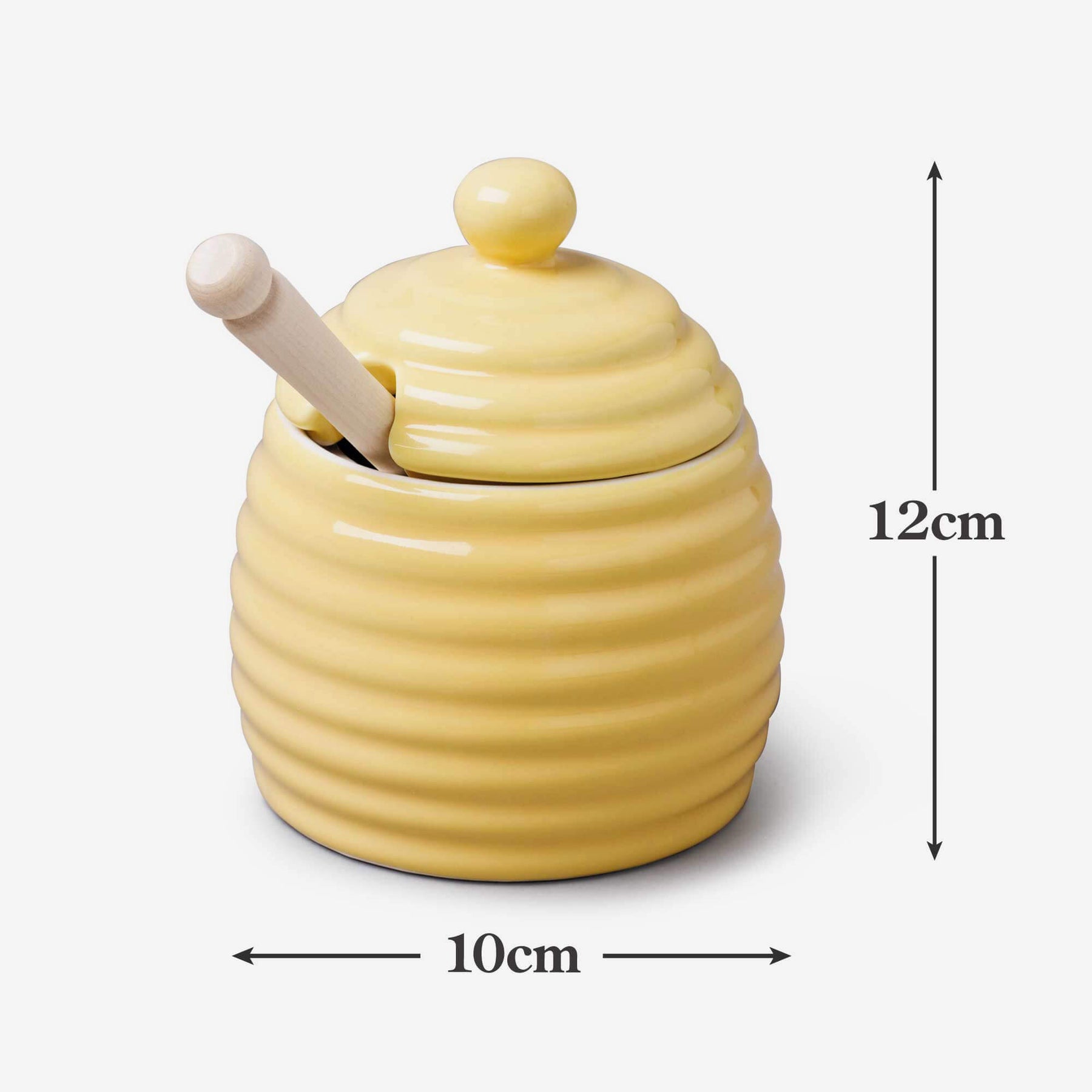 Porcelain Honey Pot with Wooden Dipper