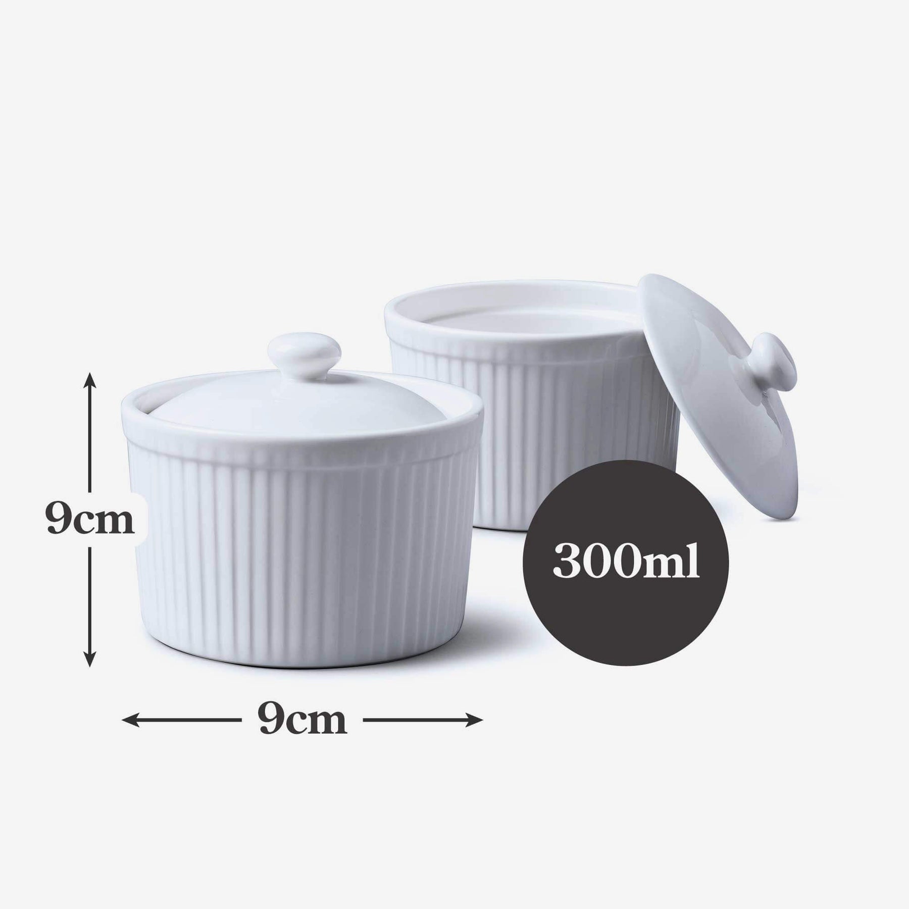Porcelain Ramekin with Lid (9cm), Set of 2