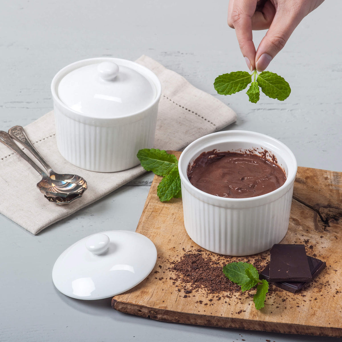 Porcelain Ramekin with Lid (9cm), Set of 2