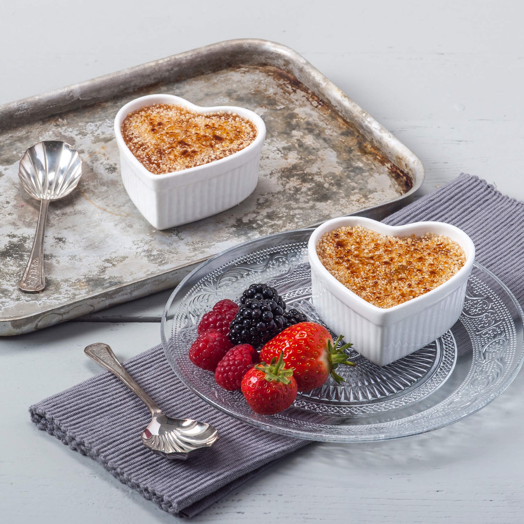 Porcelain Heart Shaped Ramekin, Set of 2