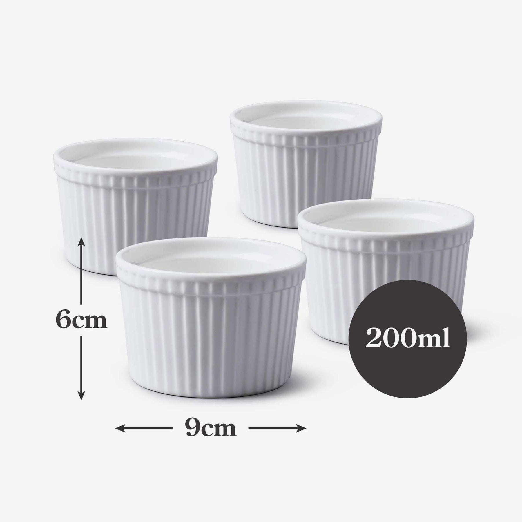 Porcelain Deep Ramekin (9cm), Set of 4