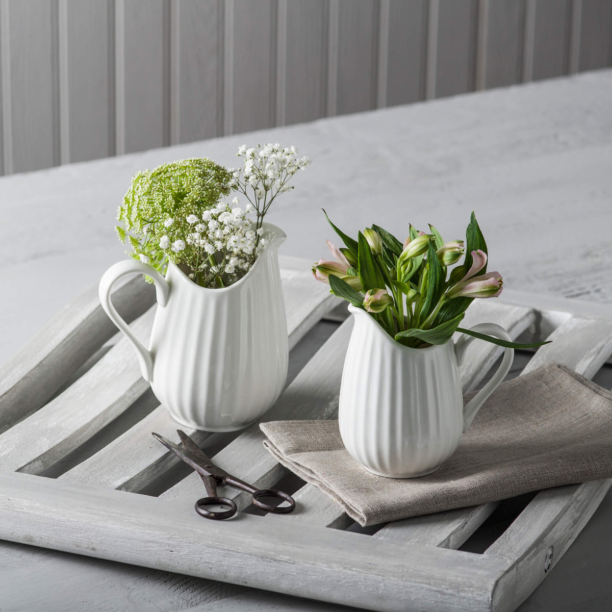 Porcelain Fluted Jug, Set of 2