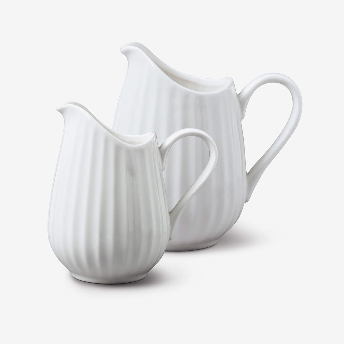Porcelain Fluted Jug, Set of 2