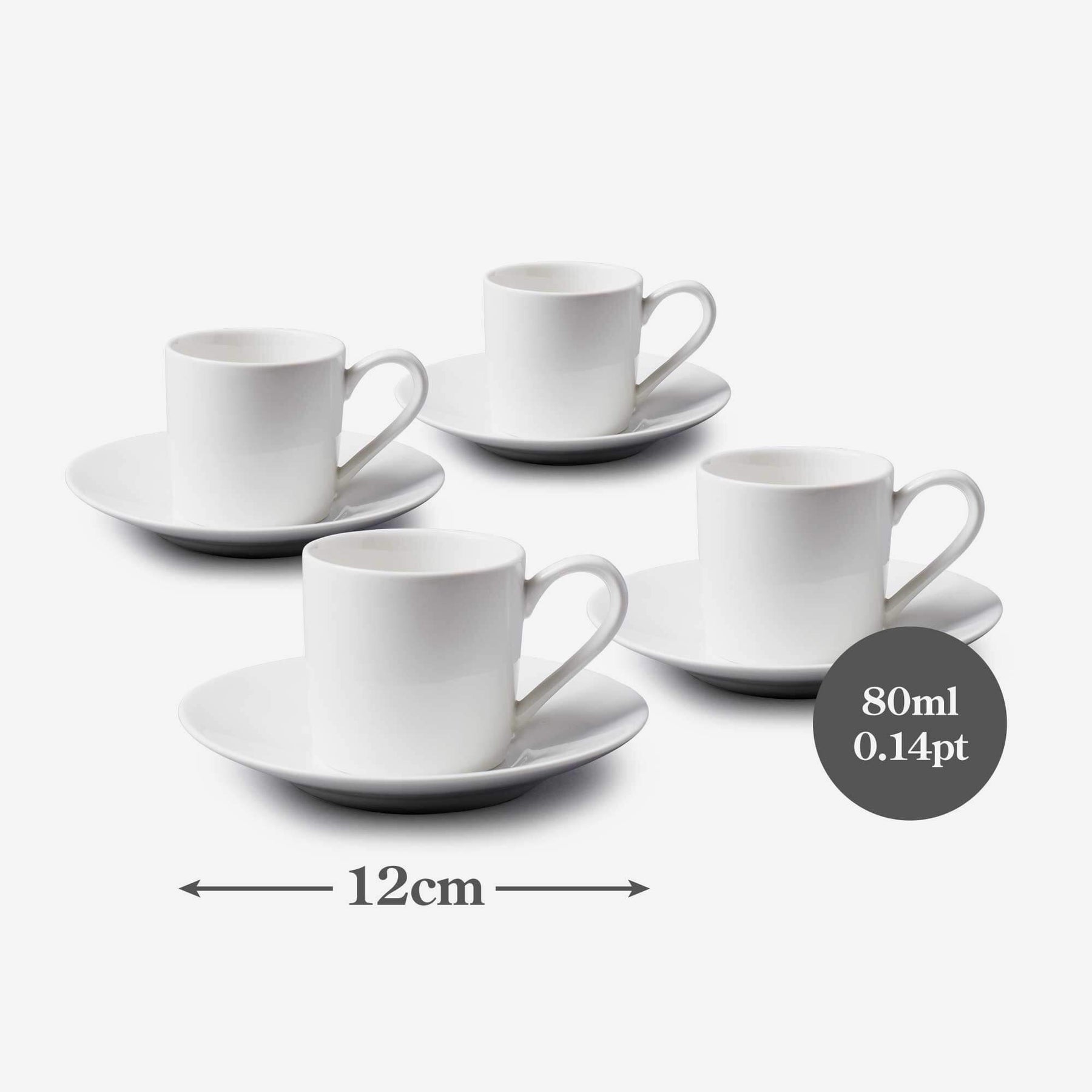 Porcelain Espresso Cup & Saucer, Set of 4