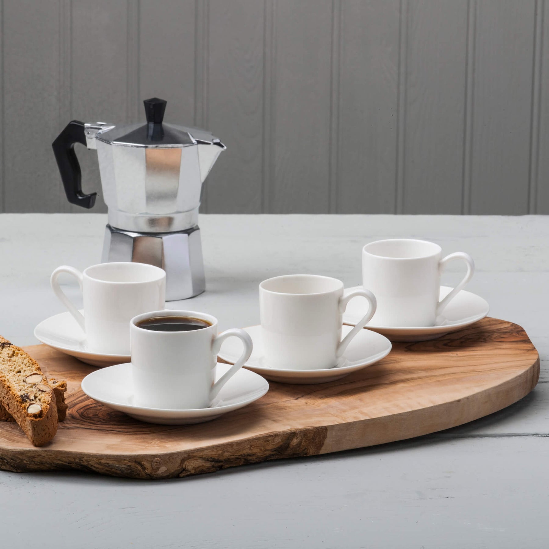 Porcelain Espresso Cup & Saucer, Set of 4