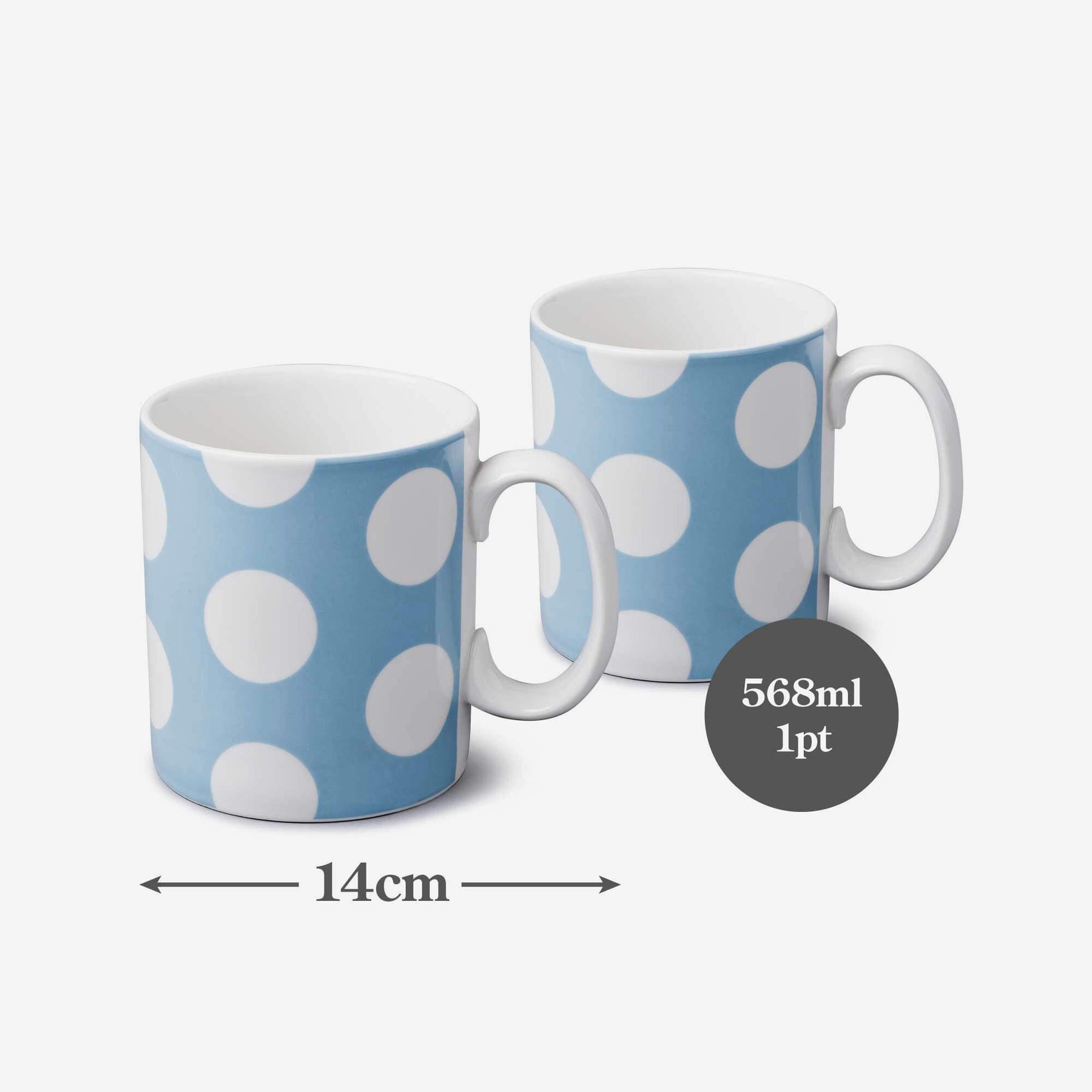 Porcelain Spotty Mug, 1 Pint, Set of 2
