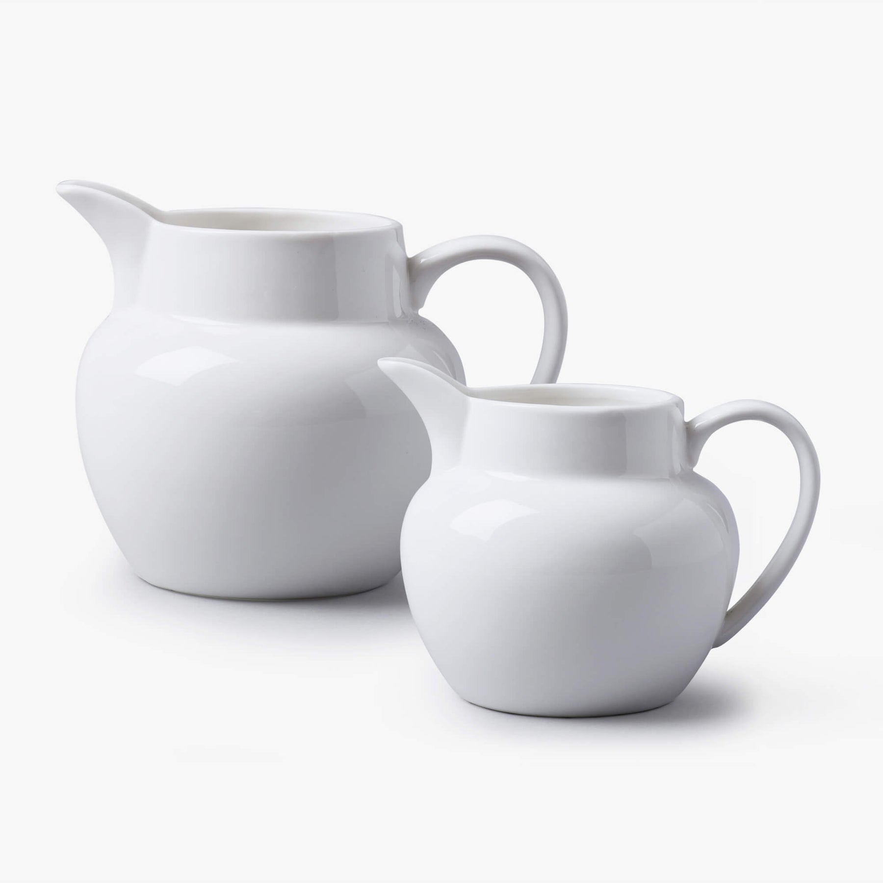 Porcelain Round Bellied Milk Jug, Set of 2