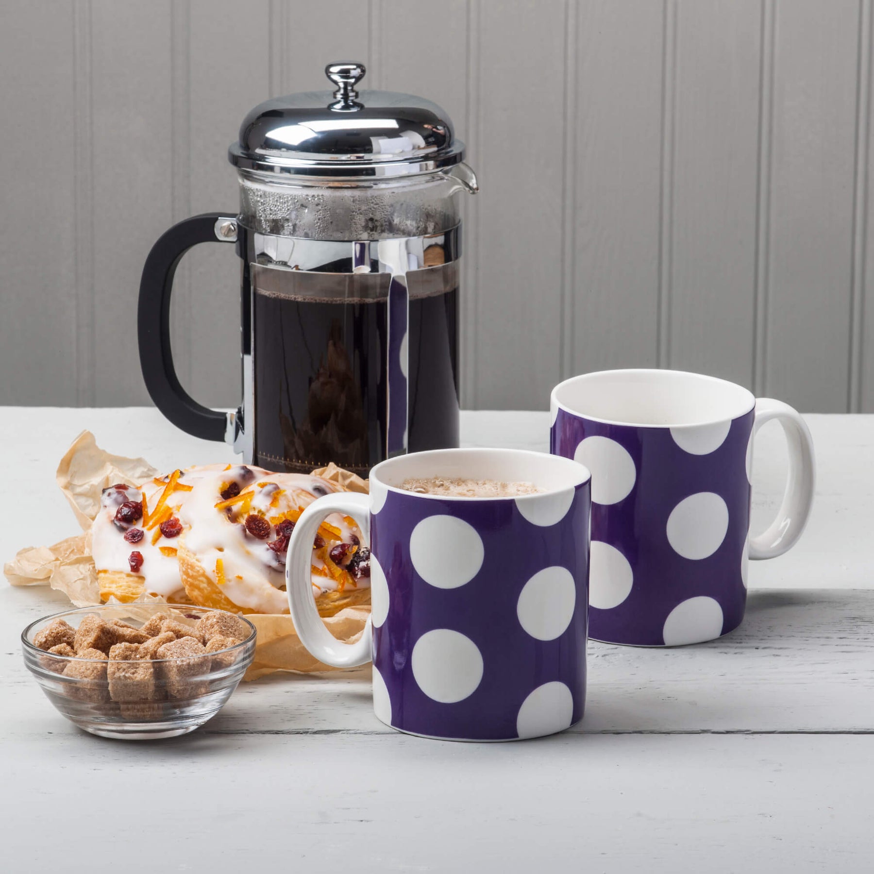Porcelain Spotty Mug, 1 Pint, Set of 2