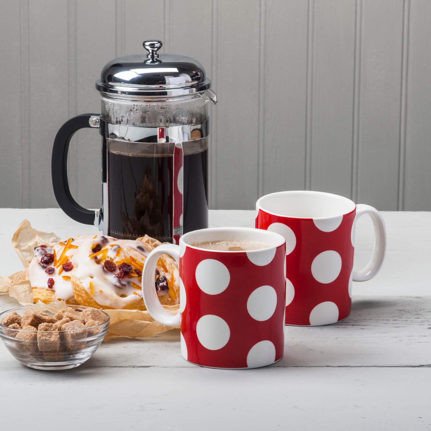 Porcelain Spotty Mug, 1 Pint, Set of 2