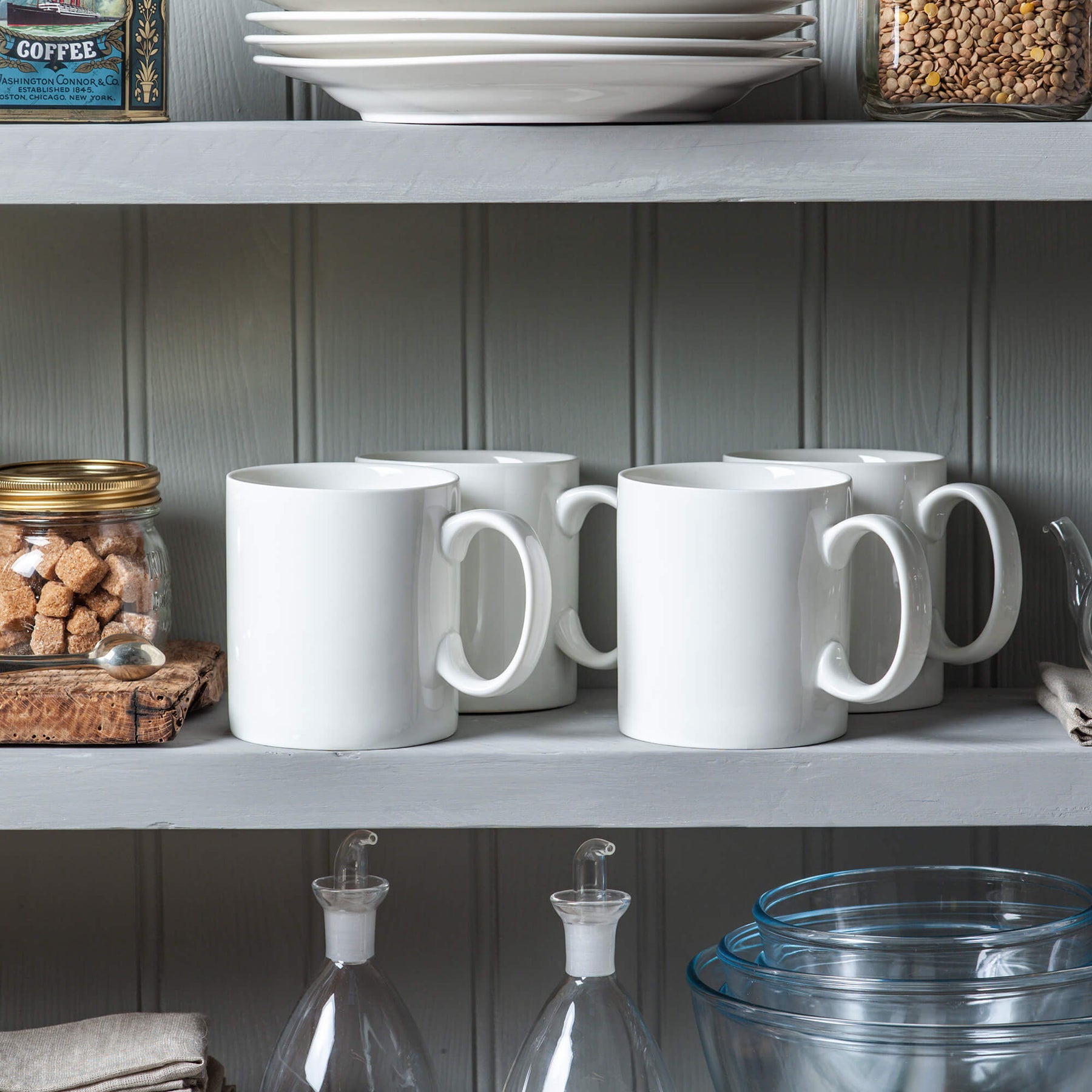 Porcelain Extra Large Mug, 1.2 Pint, Set of 4