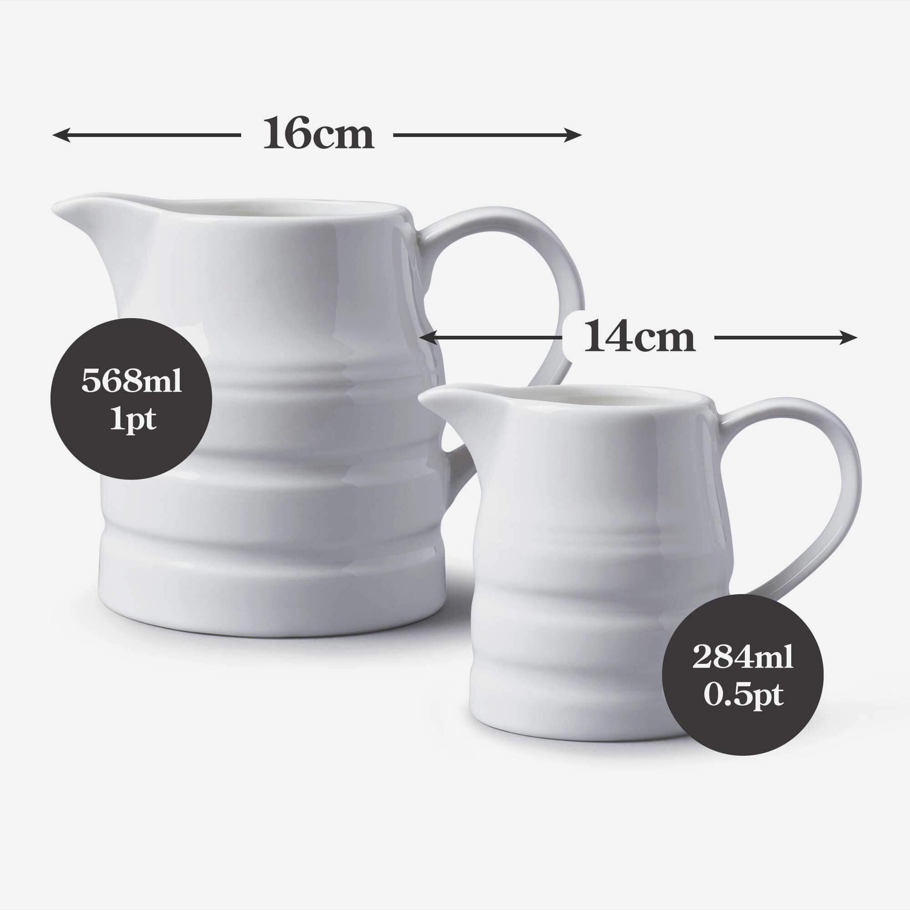 Porcelain Traditional Churn Jug, Set of 2