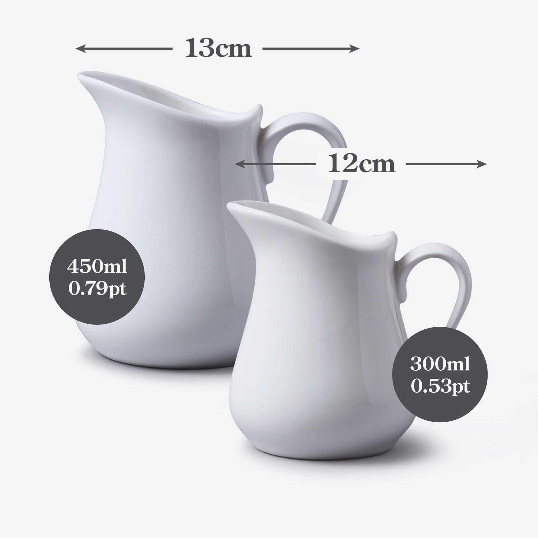 Porcelain Traditional Milk Jug, Set of 2
