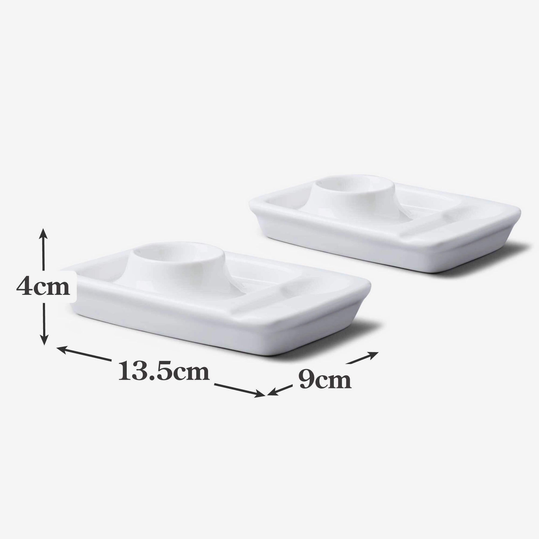 Porcelain Egg Plate with Spoon Holder, Set of 2