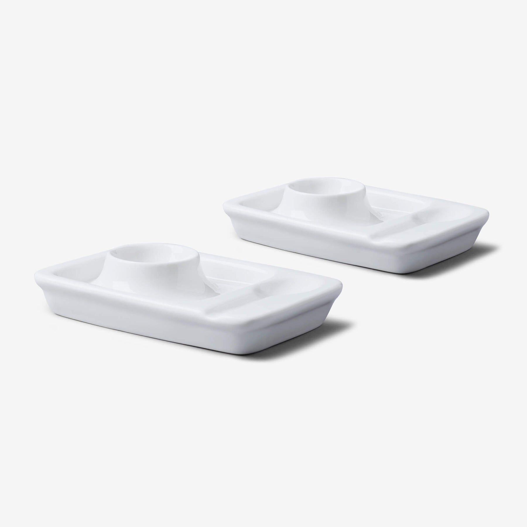 Porcelain Egg Plate with Spoon Holder, Set of 2