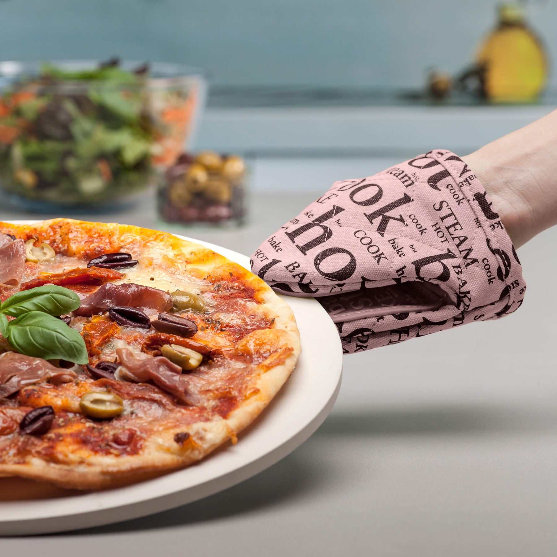 Silicone Hot Grab Mini Oven Mitt, Hot Print