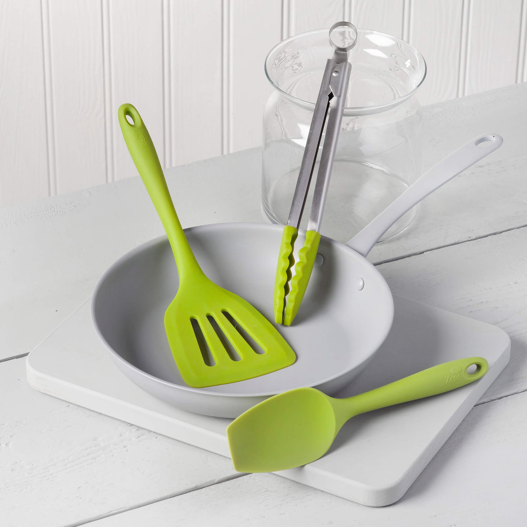 Silicone Kitchen Tongs, Slotted Turner & Spatula Spoon Set